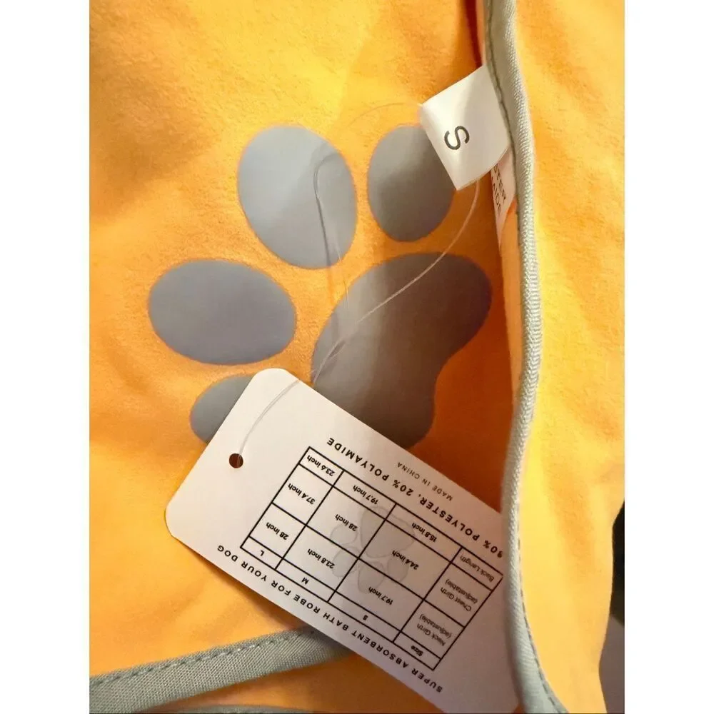 Pouty Paws Wag-a-Dry Dog Bath Robe Yellow Size Small Super Absorbent NWT